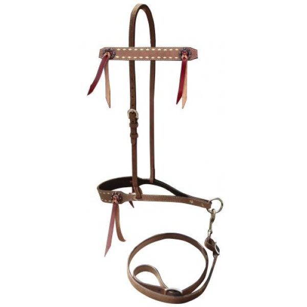 Showman® Roughout Leather Tie Down Noseband & Strap & Buckstitch Trim