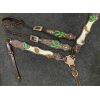 Showman Hair On Cowhide One Ear Leather Headstall & Breastcollar Set w/ Painted Cactus - Image 4