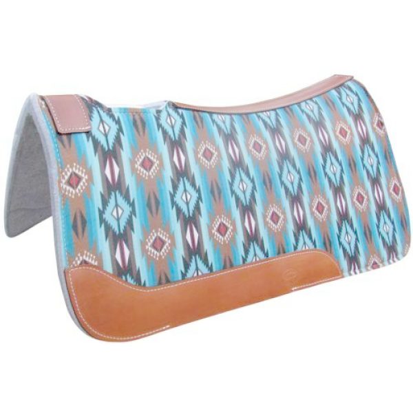 Showman SADDLE PAD Teal, Brown SOUTHWEST Print w/ Felt Bottom