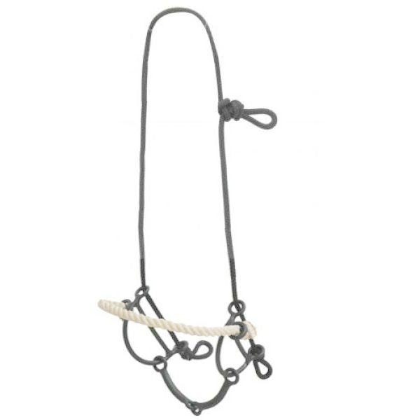 Showman Sliding GAG Bit Black ROPE Headstall with SWEET IRON Broken Mouth