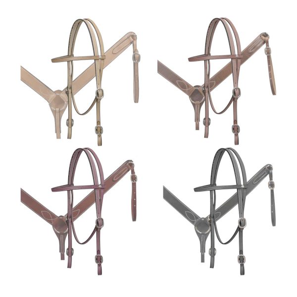 Showman Leather Headstall with Reins and Matching Breast Collar SET