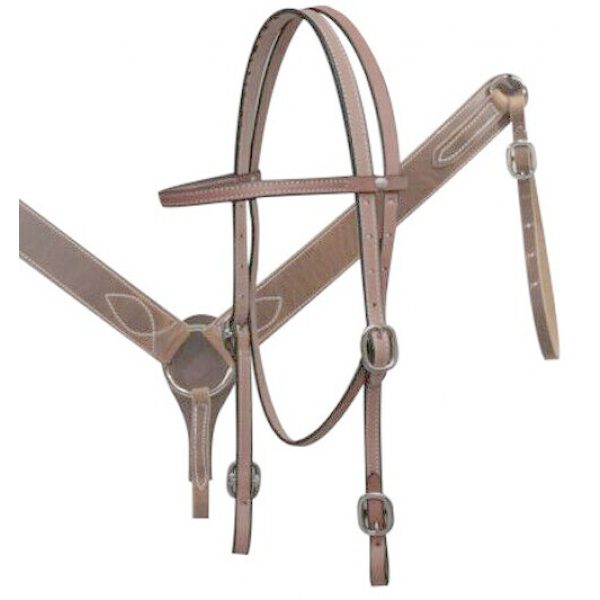 Showman Leather Headstall with Reins and Matching Breast Collar SET - Image 3