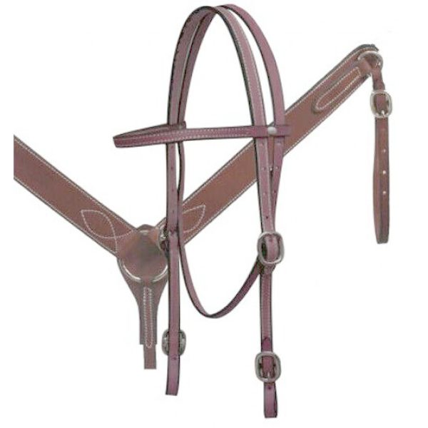 Showman Leather Headstall with Reins and Matching Breast Collar SET - Image 4