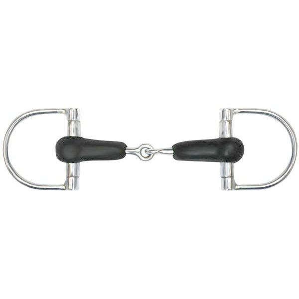 Showman STAINLESS STEEL D-Ring BIT with 5" RUBBER Broken Mouth