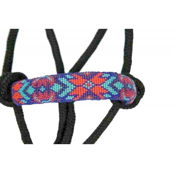 Showman PONY Size Multi Color BEADED Noseband Cowboy Knot ROPE HALTER & LEAD - Image 3