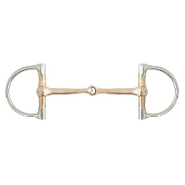 Showman Stainless Steel SNAFFLE D-RING Bit with 5" Broken COPPER Mouth