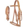 ENGLISH Raised Leather HORSE Browband BRIDLE Braided REINS & Adjustable CAVESON - Image 3